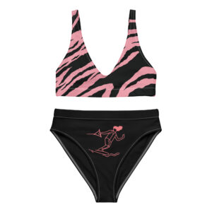 Tiger Stripe high-waisted bikini Pink