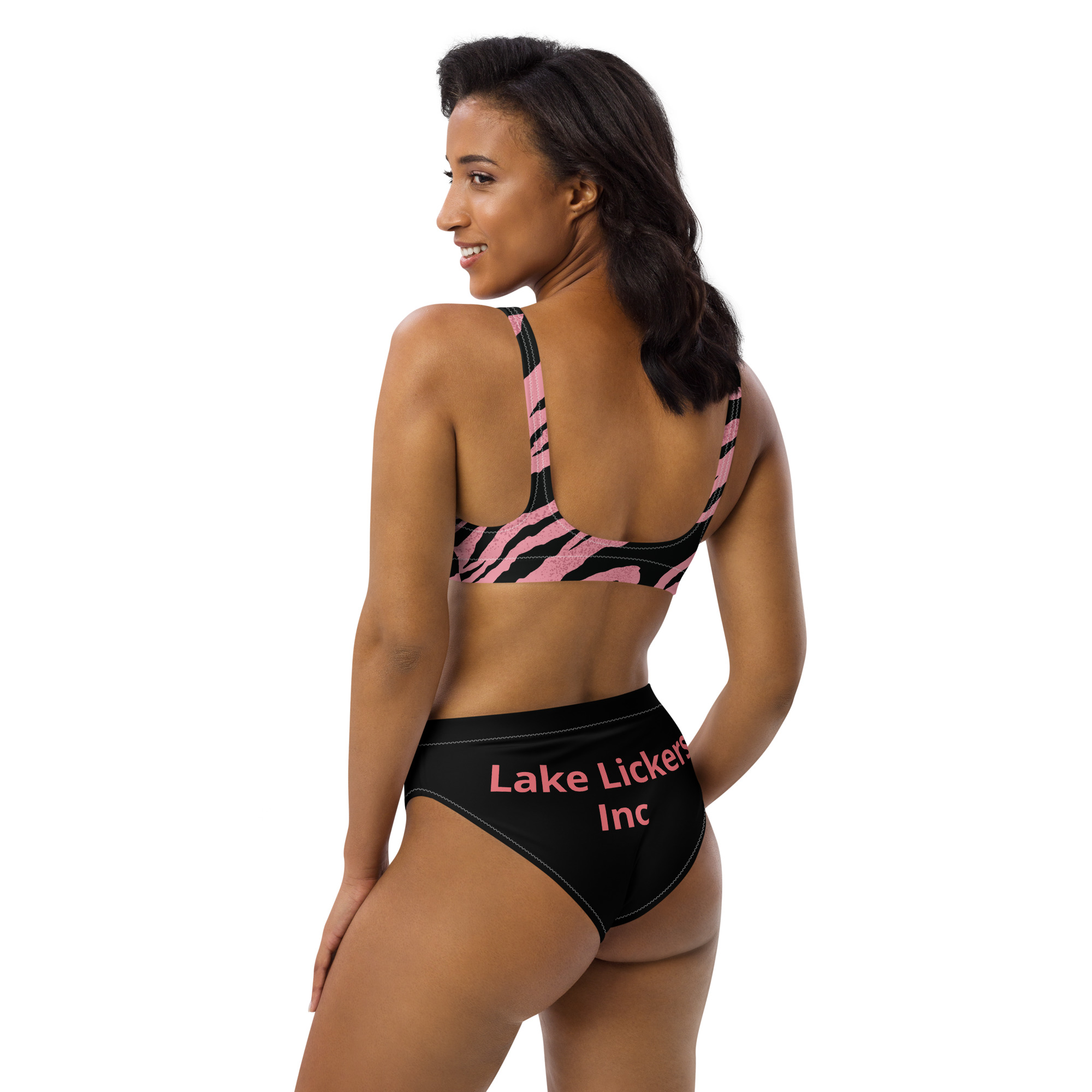 Tiger Stripe high-waisted bikini Pink - Image 3