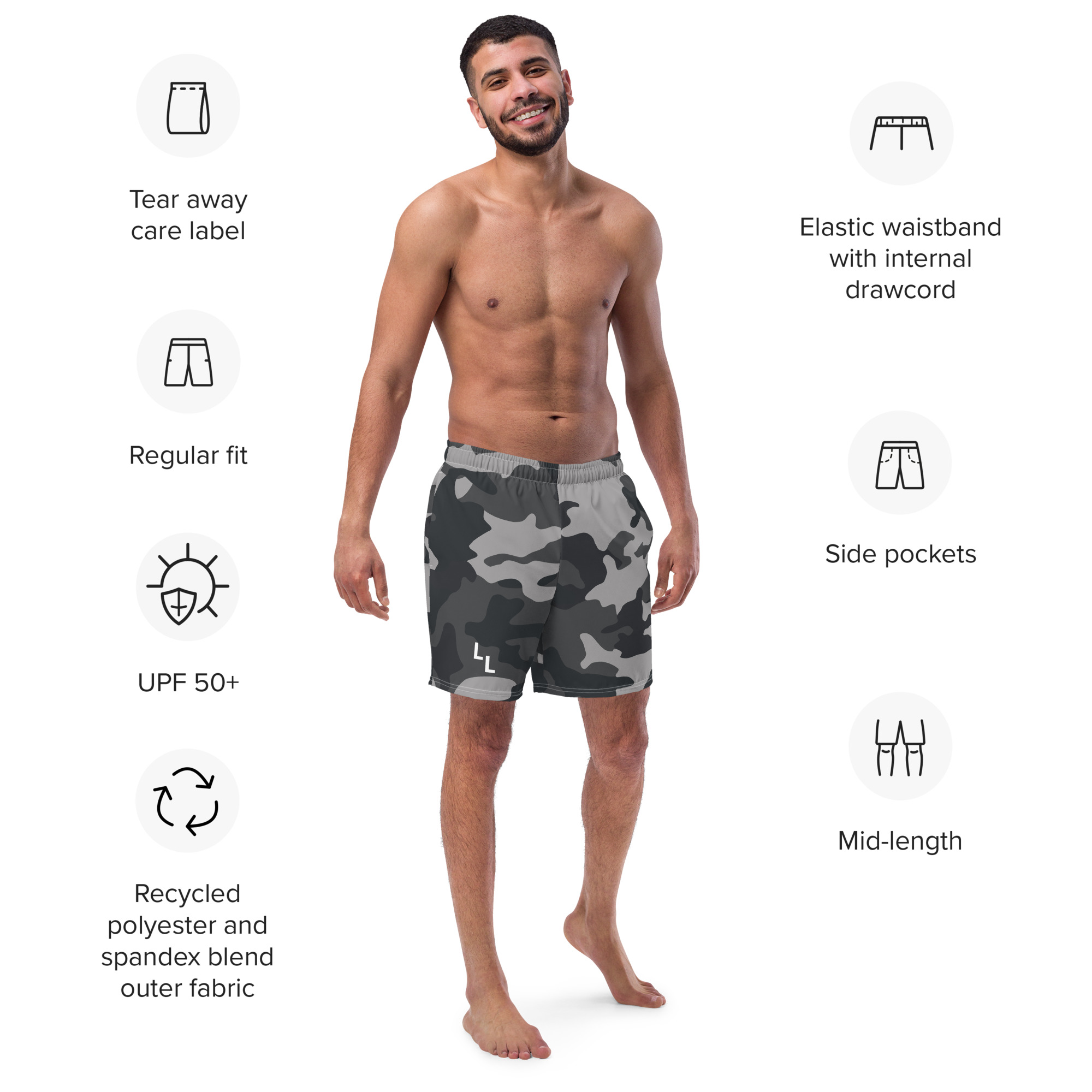 Dark Camo Men's swim trunks - Image 3